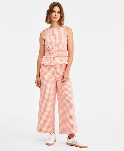Tommy Hilfiger Women's Seersucker Straight Cotton Pants