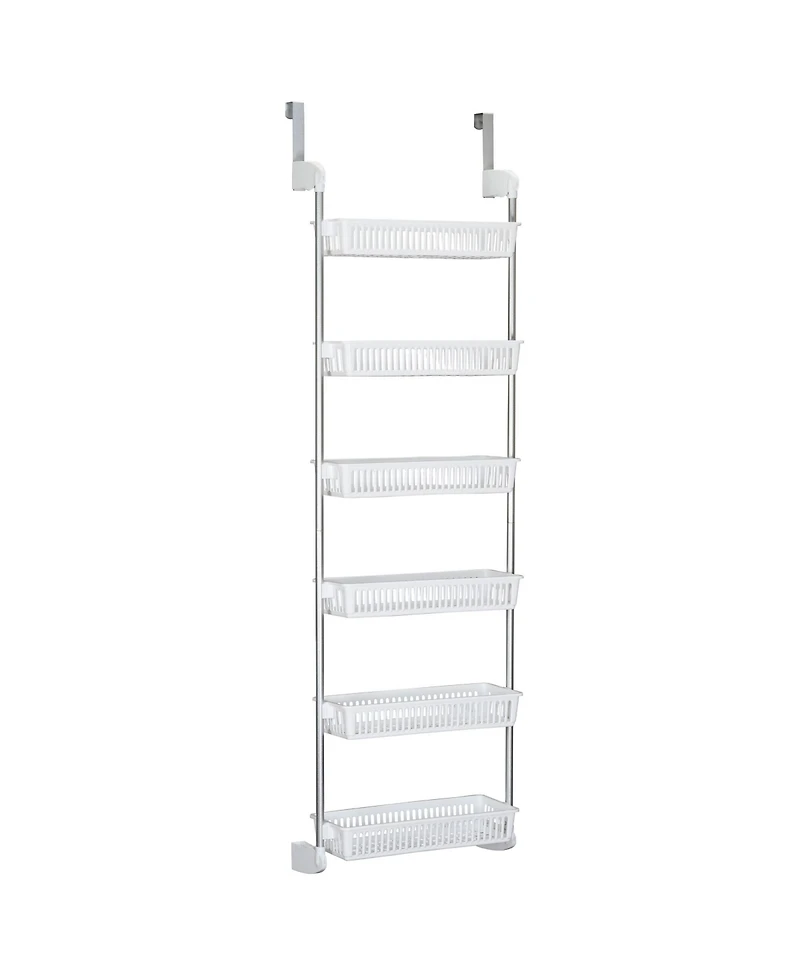 Household Essentials Over the Door Storage Rack, 6 Basket Door Organizer