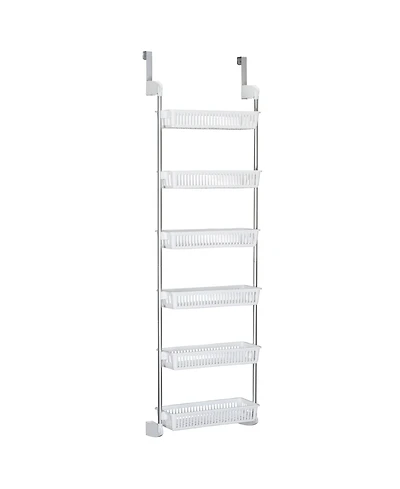 Household Essentials Over the Door Storage Rack, 6 Basket Door Organizer
