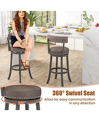 Slickblue 2 Piece Counter Height Swivel Chairs Rubber Wood Frame