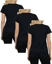 Galaxy By Harvic Women's Divatee Relaxed Fit V-Neck Short Sleeve T-Shirt-3 Pack