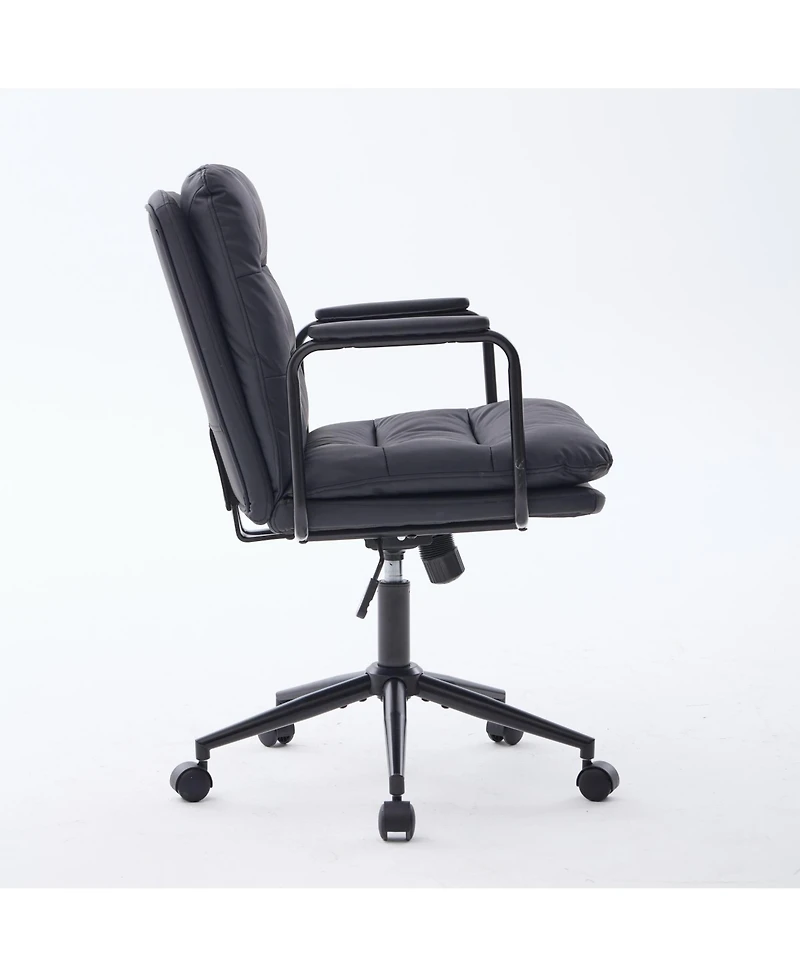 Flynama Mid Back Pu Leather Office Chair, 40degreeRecline Swivel Task Chair