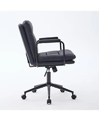 Flynama Mid Back Pu Leather Office Chair, 40degreeRecline Swivel Task Chair