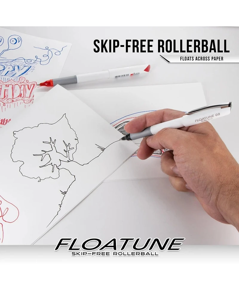 Pentel Floatune Rollerball Pens, 0.8mm, Capped Ink 8-Packs