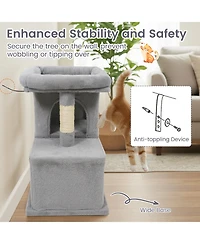 Cozito Cat Tree 24 inch Space-Saving Modern with Perch and 2 Condos