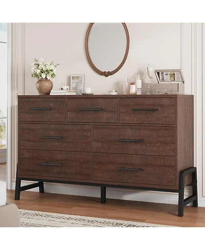 gaomon 7 Dresser for Bedroom, Freestanding 52 in Wide Drawer Dresser with Storage, Wooden Closet Storage Chest