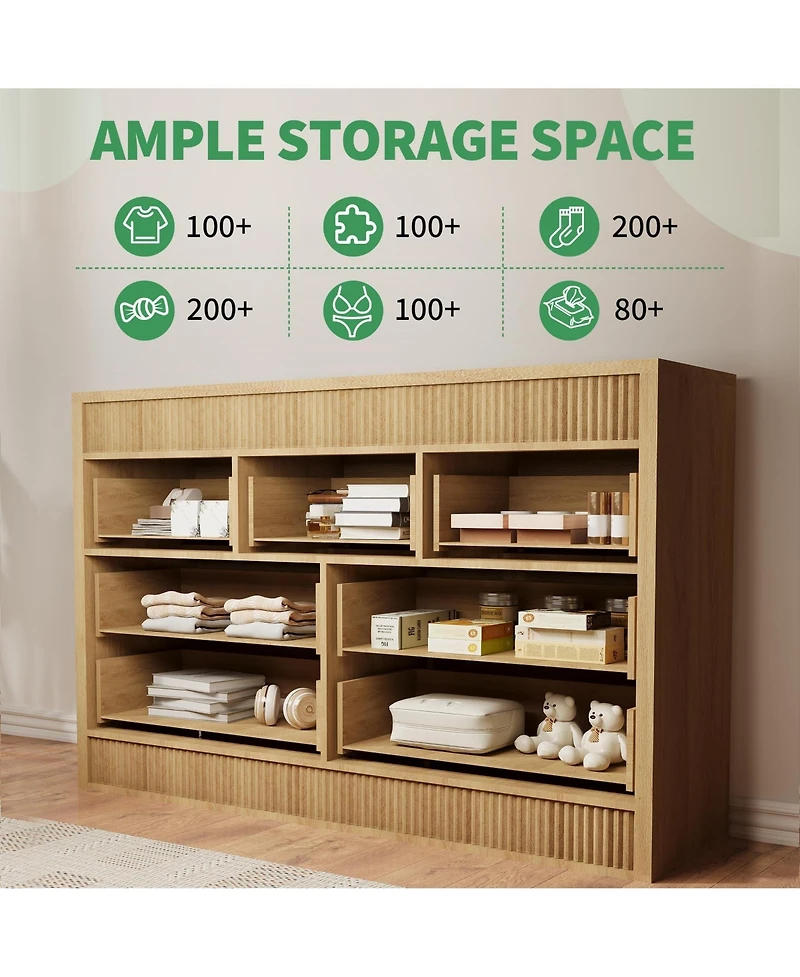 gaomon Fluted 7 Drawer Wooden Dresser, 54" Wide Modern Storage Chest for Bedroom or Living Room