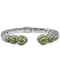 Devata Peridot and Ubud Cuff Bracelet Sterling Silver 18K Gold Accents