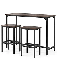 Slickblue 3 Piece Industrial Dining Table Set Counter Height with 2 Stools