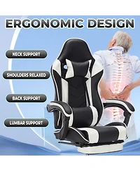 Flynama Massage Gaming Chair with Footrest,Ergonomic Gamer Chair