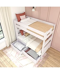 Max and Lily Solid Wood Modern Farmhouse Twin/Twin Bunk Bed with Storage Drawers