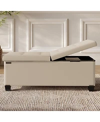 Nestl 43 Inch Leatherette or Fabric Finish Ottoman Storage Bench with Bins