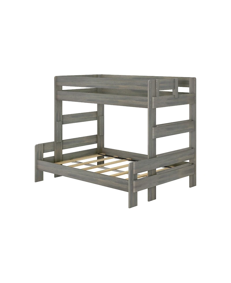 Max and Lily Bunk Bed Twin over Full Size, Modern Farmhouse Solid Wood Beds for Kids