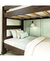 Max and Lily Twin over Bunk Bed, Farmhouse Solid Wood Beds for Kids, Driftwood