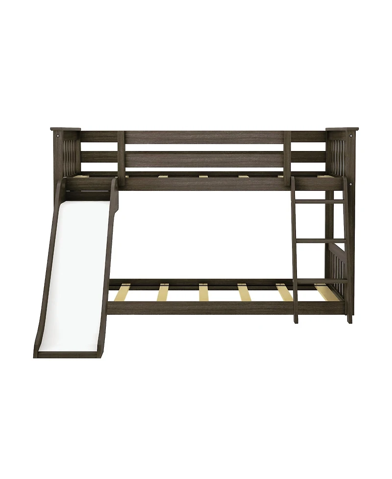 Max and Lily Low Bunk With Easy Slide Firetruck Curtain