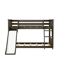 Max and Lily Low Bunk With Easy Slide Firetruck Curtain