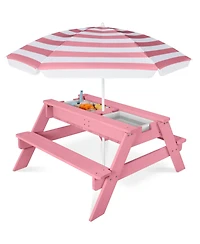 Best Choice Products Kids 3-in-1 Outdoor Convertible Activity Sand & Water Picnic Table w/ Umbrella
