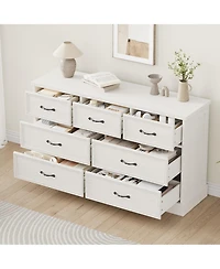 gaomon 7 Drawer Wooden Dresser, 55" Wide Chest with Large Storage for Bedroom or Living Room