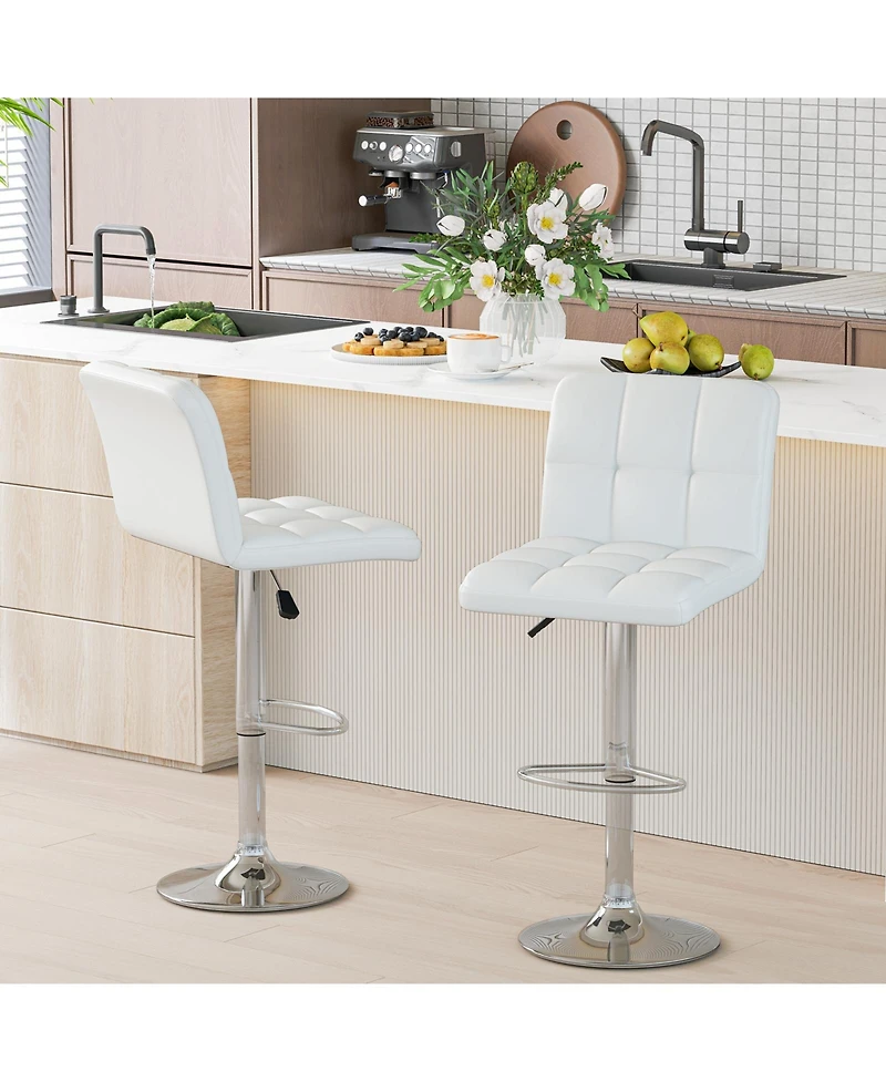 Slickblue Modern Bar Stools Set of 2 with Backrest Metal Base Footrest