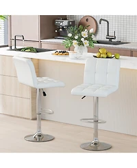 Slickblue Modern Bar Stools Set of 2 with Backrest Metal Base Footrest