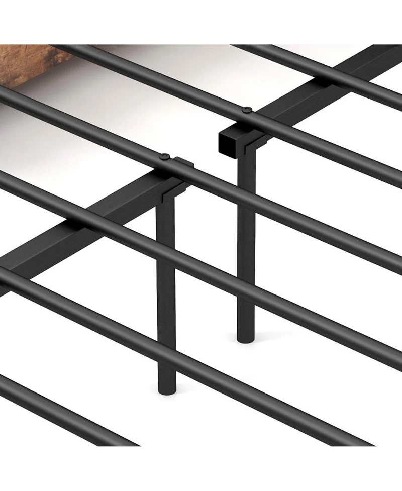 Gouun Full Size Bed Frame with Charging Station, 2 Headboard Shelves and Pull-Out Drawers