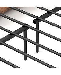 Gouun Full Size Bed Frame with Charging Station, 2 Headboard Shelves and Pull-Out Drawers