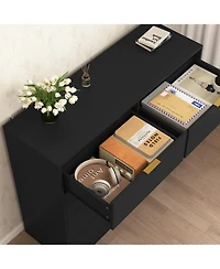 Rainsken 8 Drawer Dresser for Bedroom, Modern Tall Deep Dresser, with Gold Handle, Wood Storage Organize, Bedroom Living Room