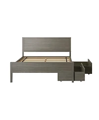 Max & Lily Classic Full-Size Bed with Panel Headboard and Storage Drawers, Pecan