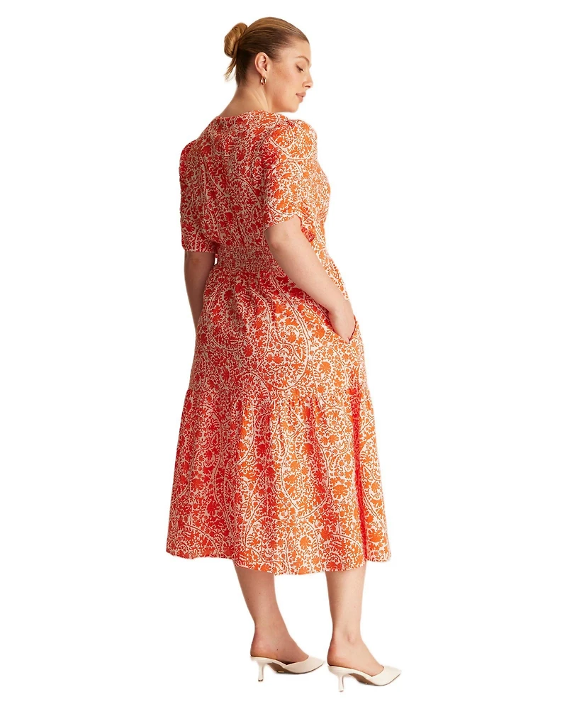 Estelle Plus Dreamaya Tiered V-neck Fit Flare Midi Dress