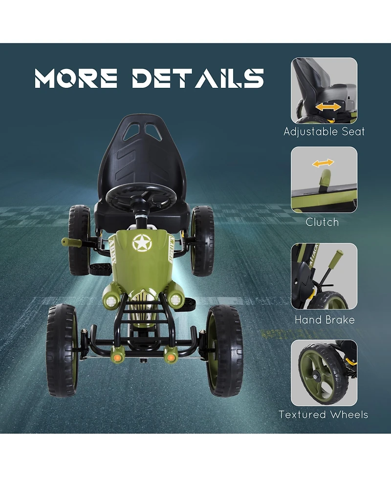 Aosom Go Kart for Kids with Adjustable Seat for 3-6 Years Old,