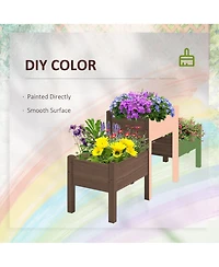 Outsunny 73" x 18" x 32" 3 Box Raised Garden Bed for Vegetables