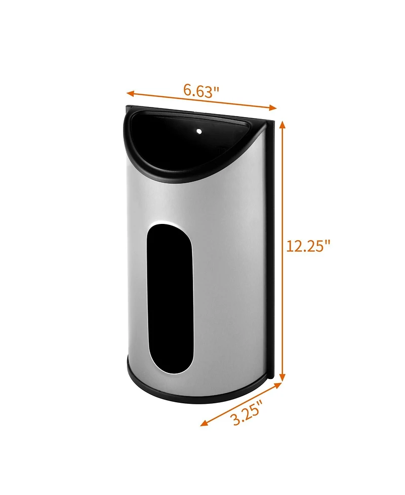 Mega Casa Wall-Mounted Trash Bag Dispenser Stainless Steel Plastic Bag Organizer Kitchen
