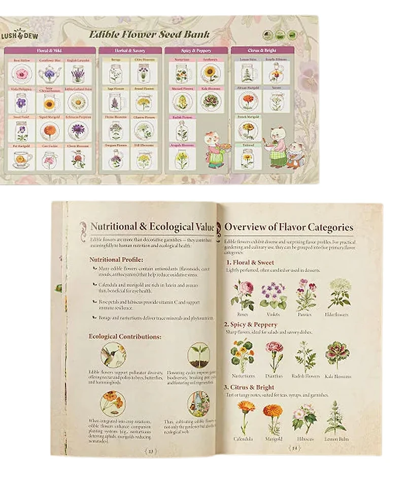Uncommon Goods Edible Flower Seed Bank and Almanac Gift Set