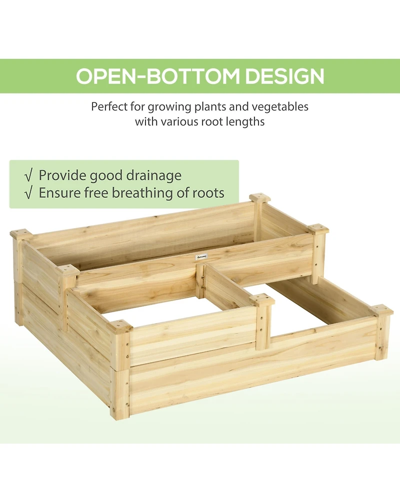 Outsunny 3 Tier Raised Garden Bed, Planter Box for Vegetables Herbs Flowers
