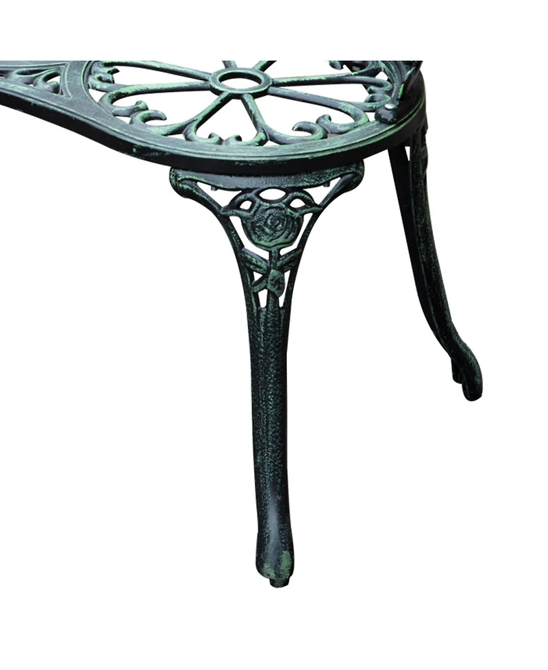 Outsunny 40" Antique Style Patio Porch Garden Bench Cast Aluminum Outdoor Chair Rose