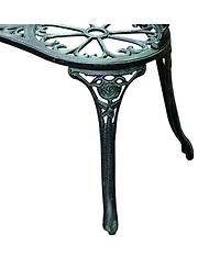 Outsunny 40" Antique Style Patio Porch Garden Bench Cast Aluminum Outdoor Chair Rose