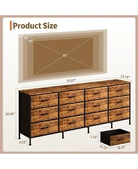 gaomon Tv Stand with 12 Fabric Drawers, Wide Storage Dresser Entertainment Center for Up to 80" Tv