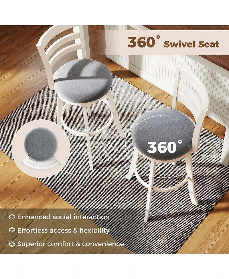 Slickblue Set of 2 Swivel Barstools with Upholstered Seat for Counter