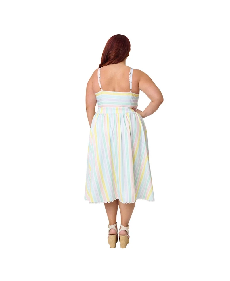 Unique Vintage Plus Button Front Swing Dress