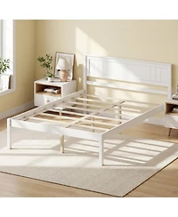 Slickblue Wooden Platform Bed Frame with Headboard and Slat Support