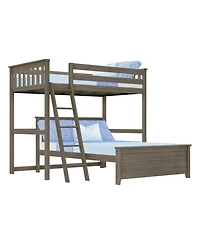 Max & Lily Solid Wood L-Shaped Bunk Bed, Twin over Full with Ladder for Kids,