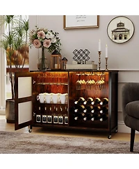 Slickblue Modern Wine Storage Cabinet with Led Lights and Adjustable Shelving