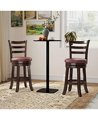 Slickblue Swivel Counter Height Bar Stools Set of 2 with Faux Leather Seat and Wraparound Footrest