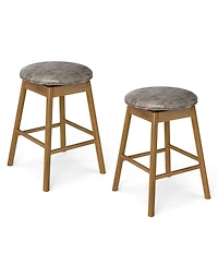 Slickblue Set of 2 Swivel Counter Barstools with Wood Legs & Footrests