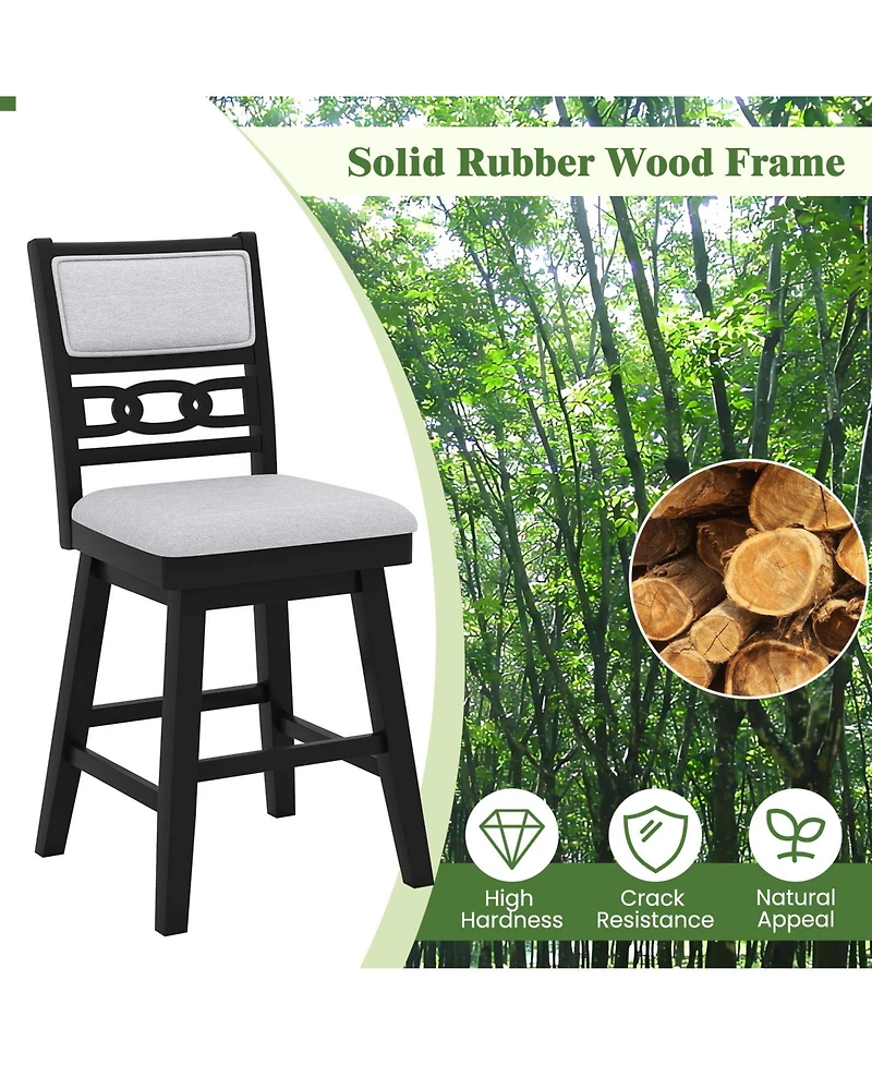 Slickblue Set of 2 Bar Stools with 360degree(s) Rotation Seat and Padded Upholstered Back Support