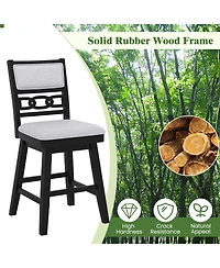 Slickblue Set of 2 Bar Stools with 360degree(s) Rotation Seat and Padded Upholstered Back Support