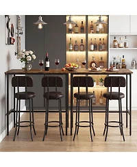 Gymax Industrial Bar Table Set Space-Saving Pub Table and Stools Set for Dining Room