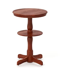Slickblue Round High Top Bar Table 2 Tier with Storage Shelf, Pedestal Base for Home Bar and Kitchen-Espresso