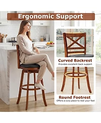 Slickblue Set of 2 Swivel Counter Height Bar Stools with Backrest