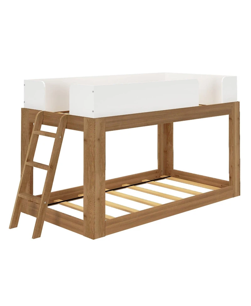 Max & Lily Twin Over Twin Solid Wood Mid Century Modern Bunk Bed